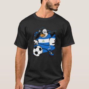 Dabbing Penguin Nicaragua Soccer Fans Jersey Footb T-Shirt