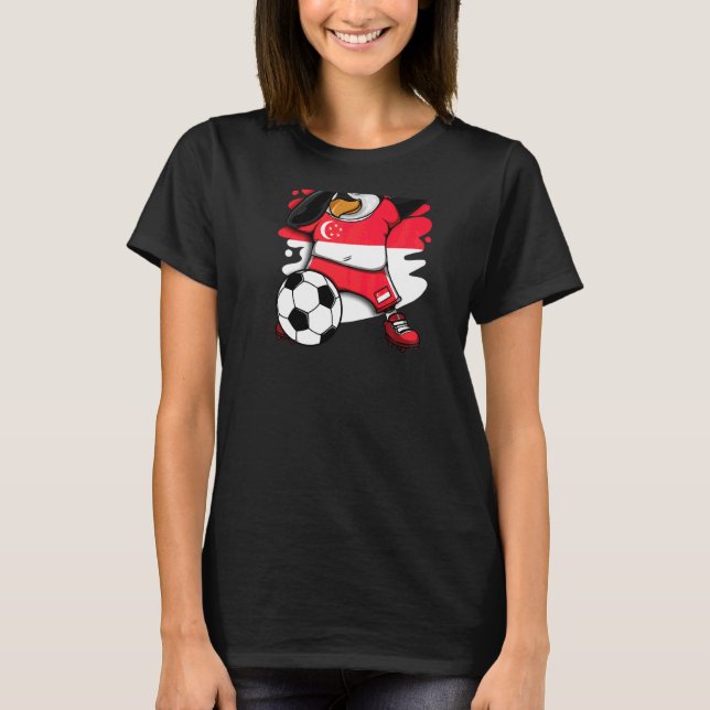 Dabbing Penguin Singapore Soccer Fans Jersey Footb T-Shirt (Vorderseite)