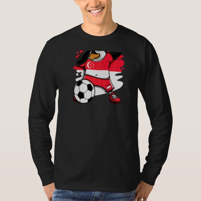 Dabbing Penguin Singapore Soccer Fans Jersey Footb T-Shirt (Vorderseite)