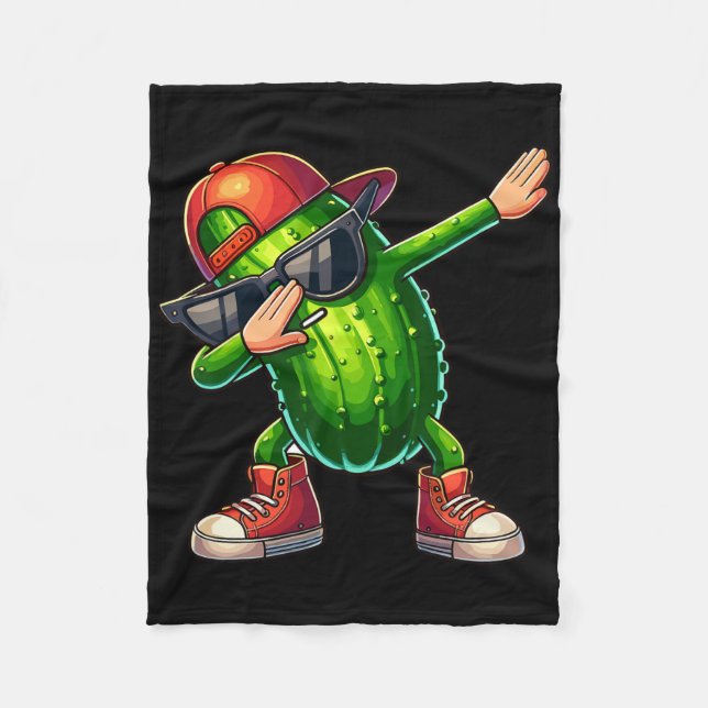 Dabbing Pickle Dancing Cucumber Lover Funny Pickle Fleecedecke (Vorderseite)