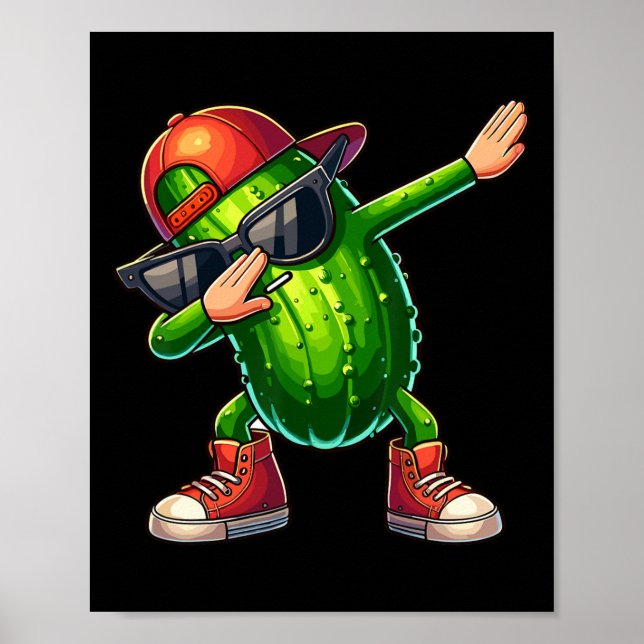 Dabbing Pickle Dancing Cucumber Lover Funny Pickle Poster (Vorne)
