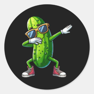 Dabbing Pickle Dancing Cucumber Lover Funny Pickle Runder Aufkleber