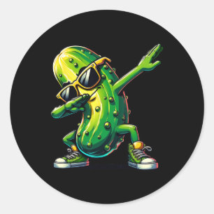 Dabbing Pickle Dancing Cucumber Pickle Lover Dab Runder Aufkleber