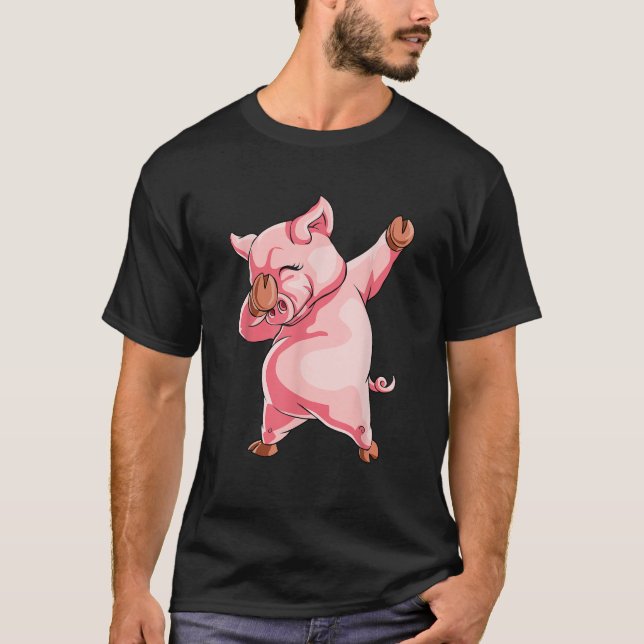 Dabbing Pig T Shirt Dab Gift Funny Dance Piggy (Vorderseite)
