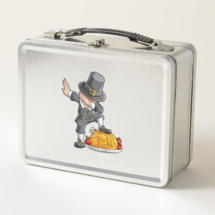 Dabbing Pilgrim Boy Türkei Erntedank Day Men Fu Metall Brotdose