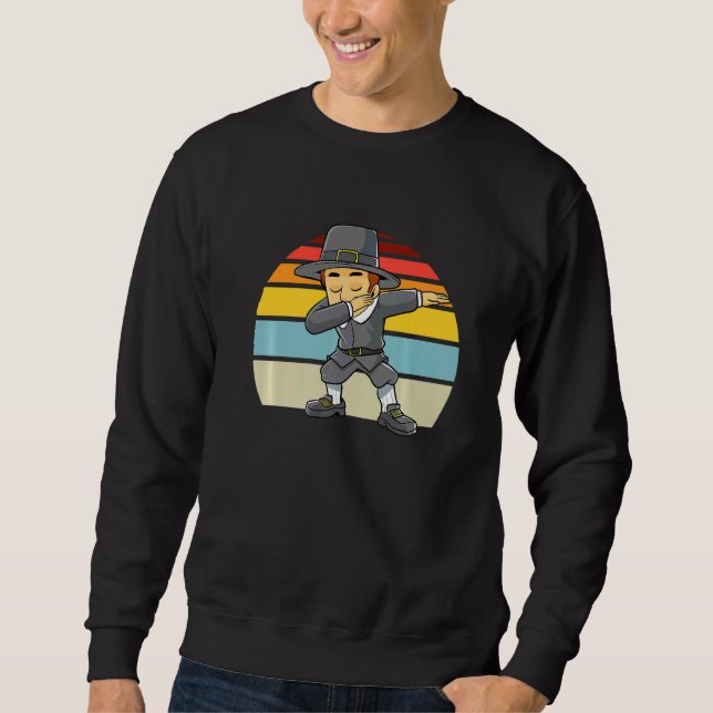 Dabbing Pilgrim Erntedank Retro Boys Kids Toddl Sweatshirt (Vorderseite)