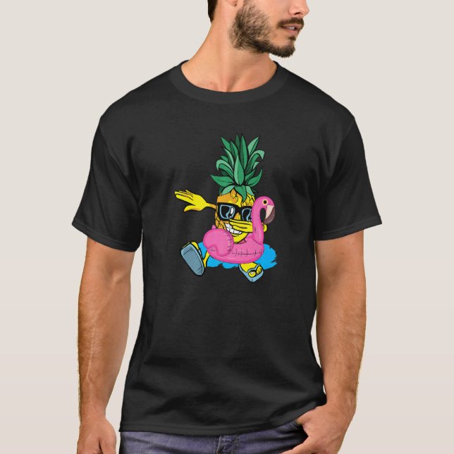 Dabbing Pineapple Flamingo Float Aloha Beaches Haw T-Shirt (Vorderseite)