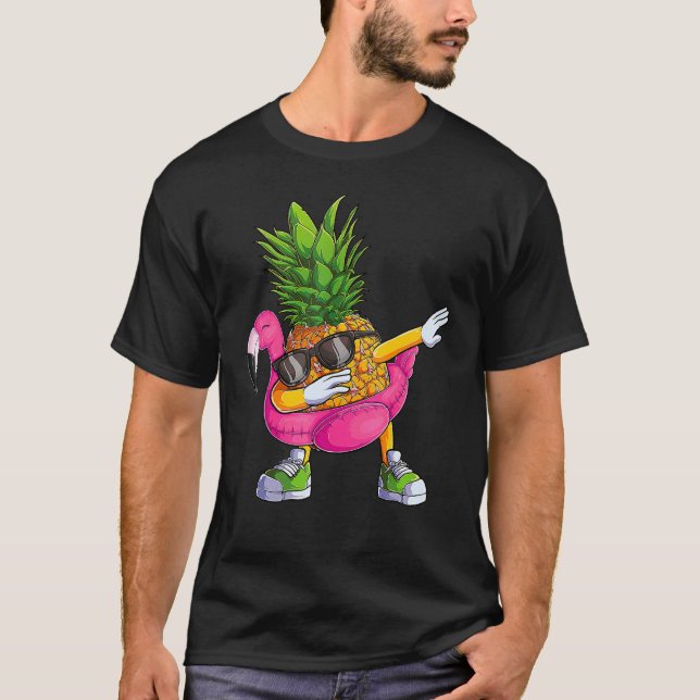 Dabbing Pineapple Flamingo Tropical aloha Beach Ha T-Shirt (Vorderseite)