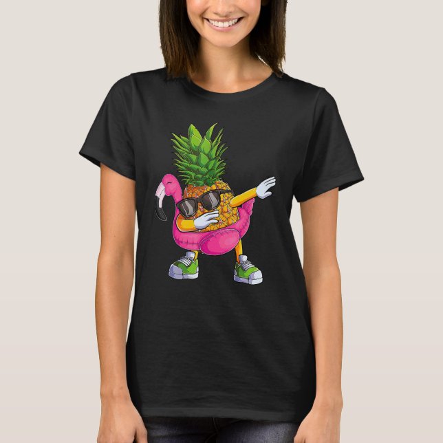 Dabbing Pineapple Flamingo Tropical aloha Beach Ha T-Shirt (Vorderseite)