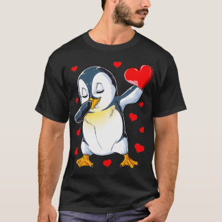 Dabbing Pinguin Heart Valentinstag Boys Girls T-Shirt