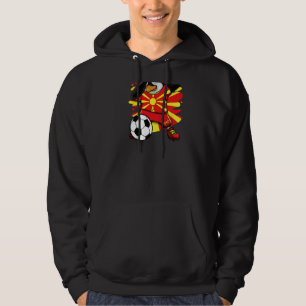 Dabbing Pinguin Mazedonien Soccer Fans Jersey Foot Hoodie
