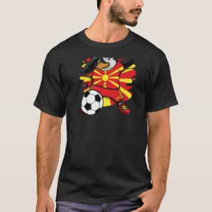 Dabbing Pinguin Mazedonien Soccer Fans Jersey Foot T-Shirt