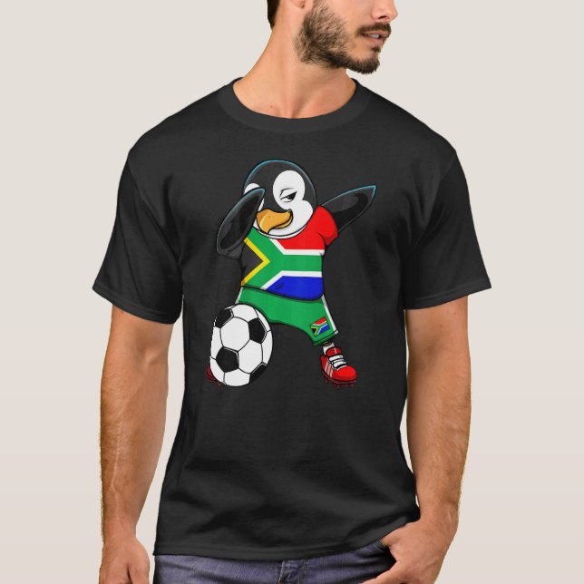 Dabbing Pinguin Südafrika Fußball Fans Jersey Fo T-Shirt (Vorderseite)