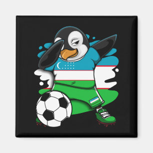Dabbing Pinguin Usbekistan Fußballfans Trikot Magnet