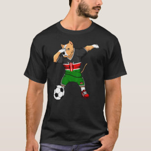 Dabbing Pitbull Hund Kenia Fußballfans Jersey Keni T-Shirt
