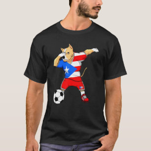 Dabbing Pitbull Hund Puerto Rico Fußballfans Triko T-Shirt