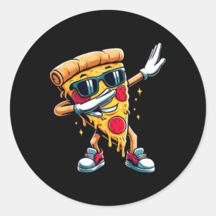 Dabbing Pizza Boys Girls Pizza Kleinkind Tanzen Runder Aufkleber