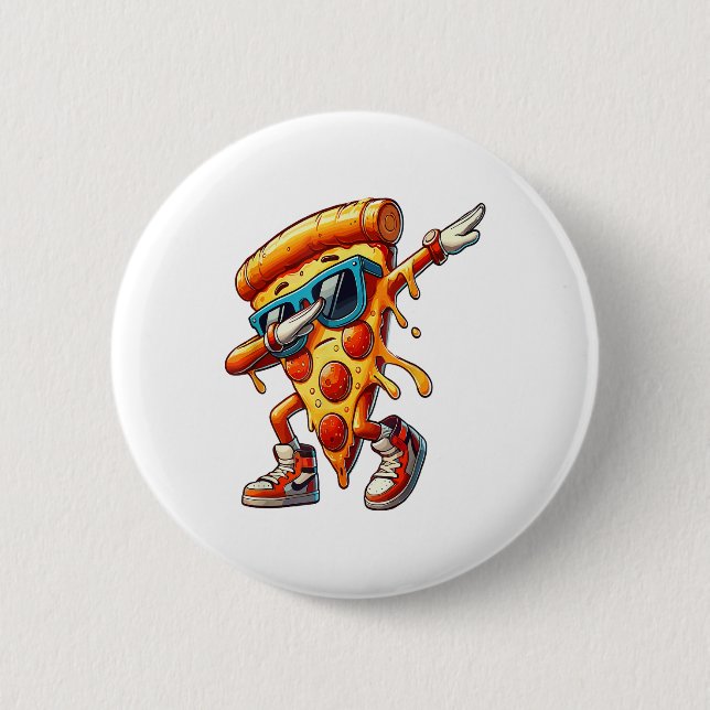 Dabbing Pizza Slice Fun Grafisches T-Shirt für Foo Button (Vorderseite)