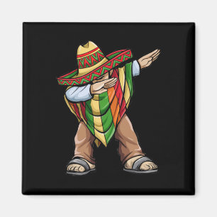 Dabbing Poncho Cinco De Mayo Mexican Sombrero Fest Magnet