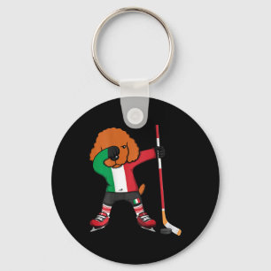Dabbing Poodle Dog Italien Eishockey Fans Jersey W Schlüsselanhänger