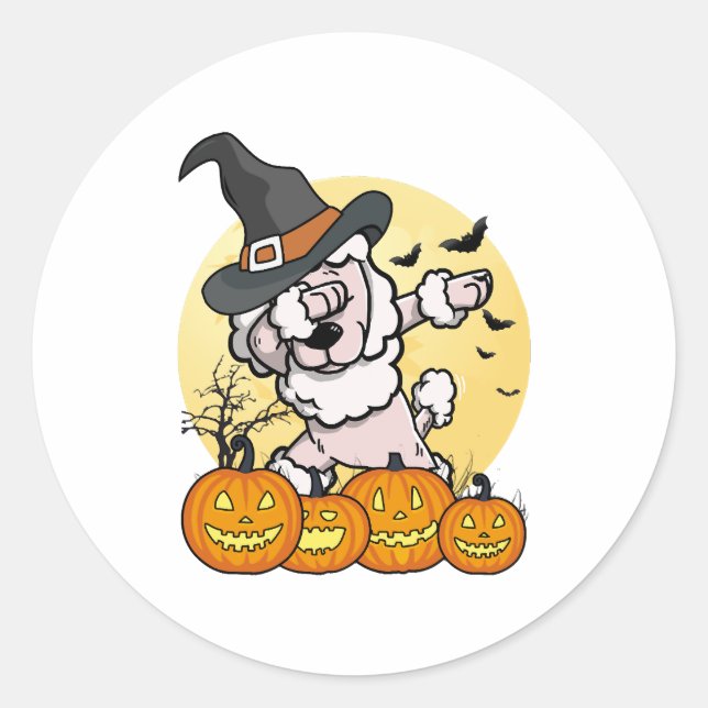 Dabbing Poodle Halloween Runder Aufkleber (Vorderseite)
