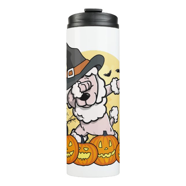 Dabbing Poodle Halloween Thermosbecher (Vorderseite)