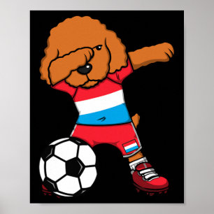 Dabbing Poodle Hund Luxemburg Fußballfans Jersey F Poster