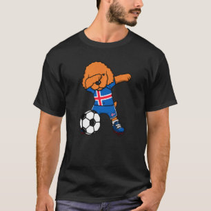 Dabbing Pudel Hund Island Fußball Fans Jersey Fuß T-Shirt