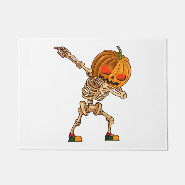 Dabbing Pumpkin - Beängstigendes Skelettkostüm - H Fußmatte (Vorderseite)