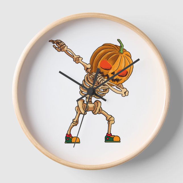 Dabbing Pumpkin - Beängstigendes Skelettkostüm - H Uhr (Vorderseite)