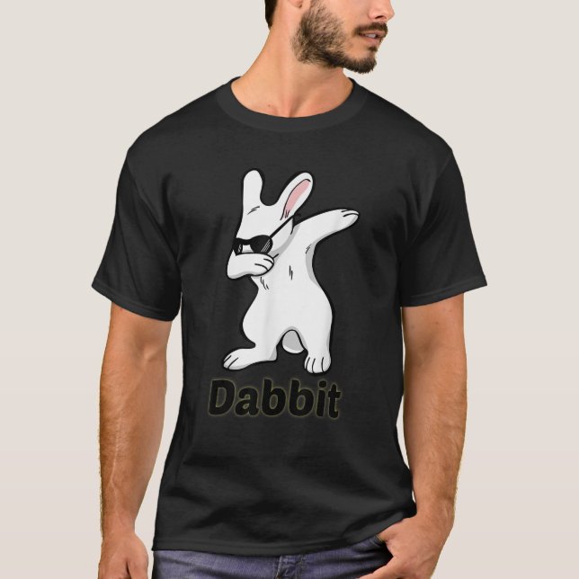 Dabbing Rabbit Dabbit Bunny Dab Funny T-Shirt Gesc (Vorderseite)