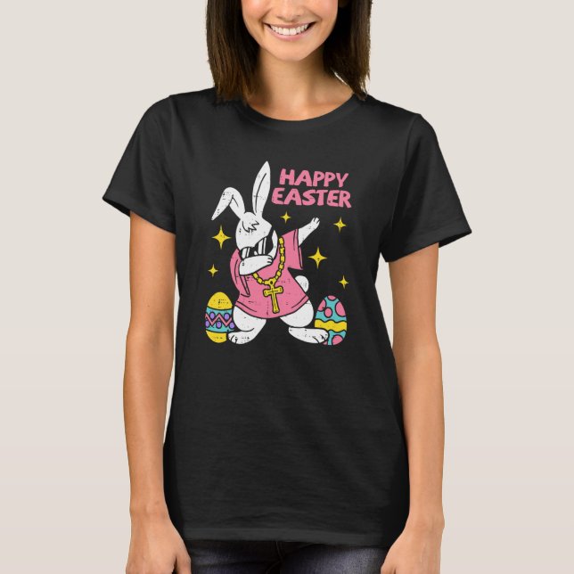 Dabbing Rabbit Easter Day Bunny Hunting Eggs Boys  T-Shirt (Vorderseite)