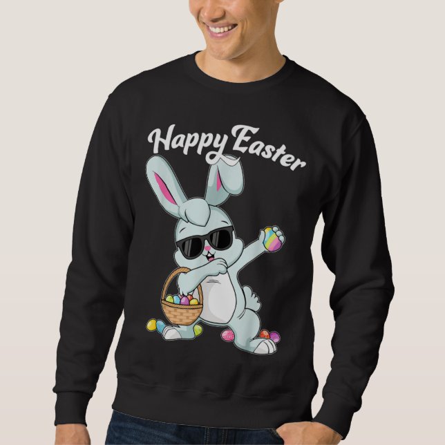 Dabbing Rabbit Happy Easter Day Eggs Dab Boys Girl Sweatshirt (Vorderseite)