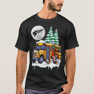 Dabbing Reindeer On School Bus Christmas Driver Lo T-Shirt
