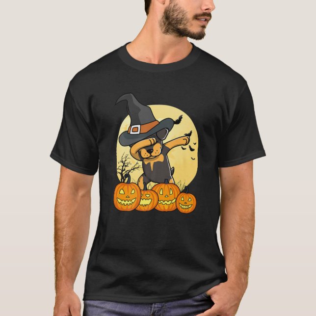 Dabbing Rottweiler Dab Dance Funny Hund Halloween  T-Shirt (Vorderseite)