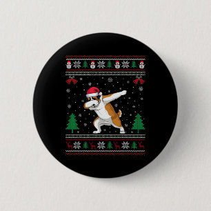 Dabbing Saint Bernard Dog Weihnachtsmannmütze Boys Button