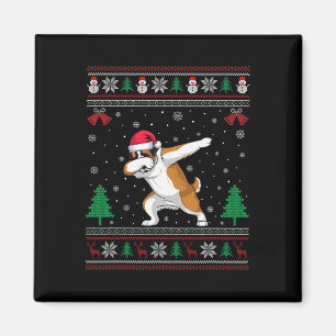 Dabbing Saint Bernard Dog Weihnachtsmannmütze Boys Magnet