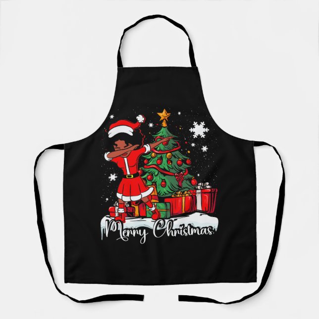Dabbing Santa Black American Girl Christma Schürze (Vorderseite)