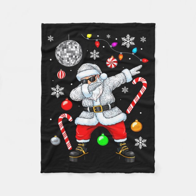 Dabbing Santa Christmas Disco Retro 70s 80s Vibes  Fleecedecke (Vorderseite)