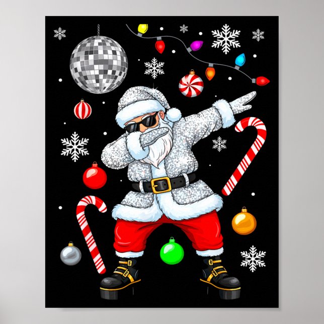 Dabbing Santa Christmas Disco Retro 70s 80s Vibes  Poster (Vorne)