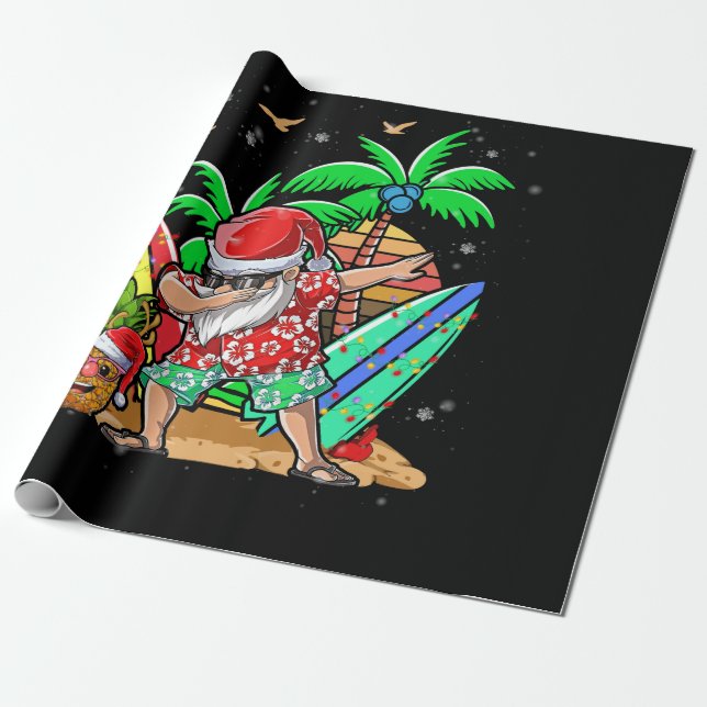 Dabbing Santa Christmas in July Kids Hawaiian Geschenkpapier (Ungerollt)