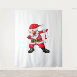 Dabbing Santa Christmas Scrub Wandteppich