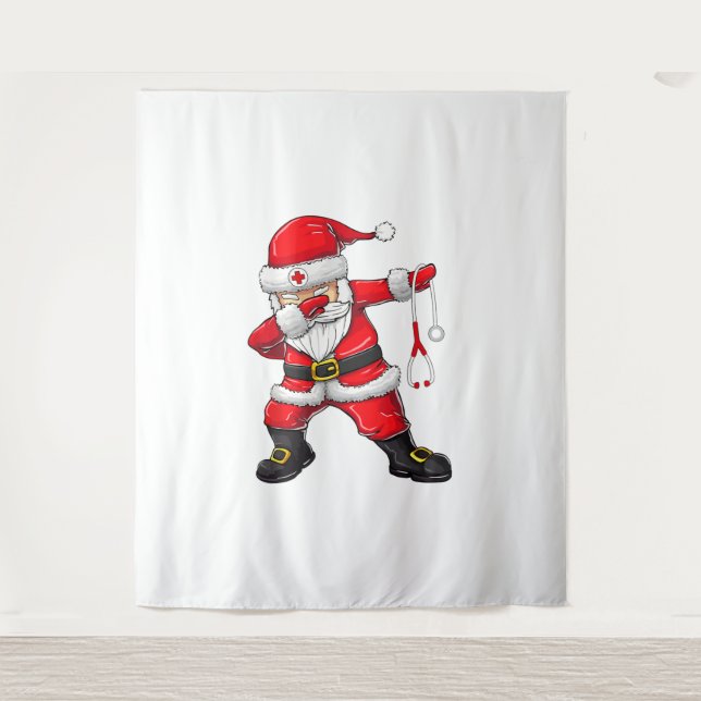 Dabbing Santa Christmas Scrub Wandteppich (Vorderseite)