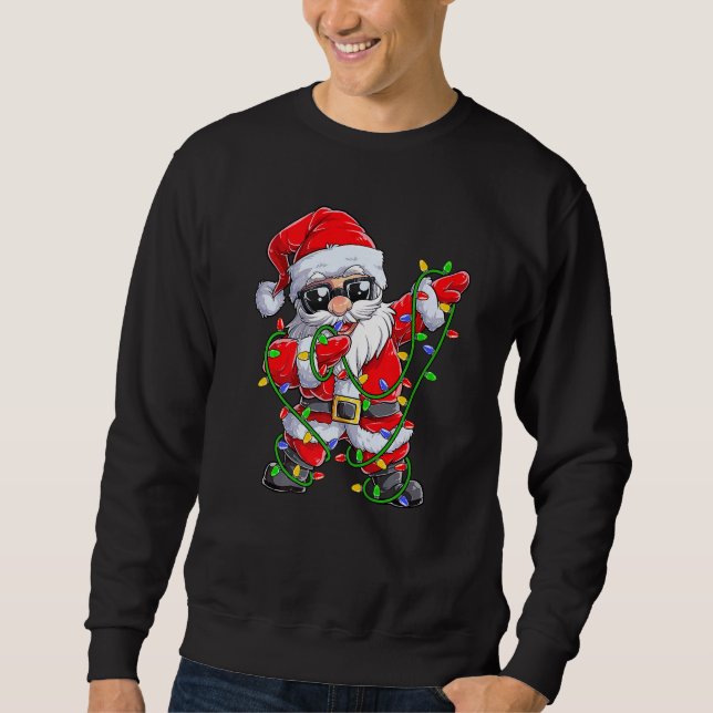 Dabbing Santa Christmas Tree Lights  for Boys Girl Sweatshirt (Vorderseite)