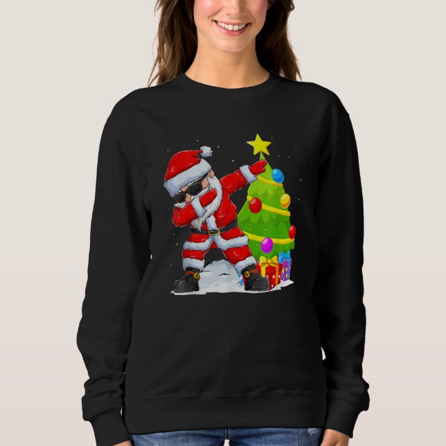 Dabbing Santa Christmas Tree Lights Xmas  Boys Kid Sweatshirt (Vorderseite)