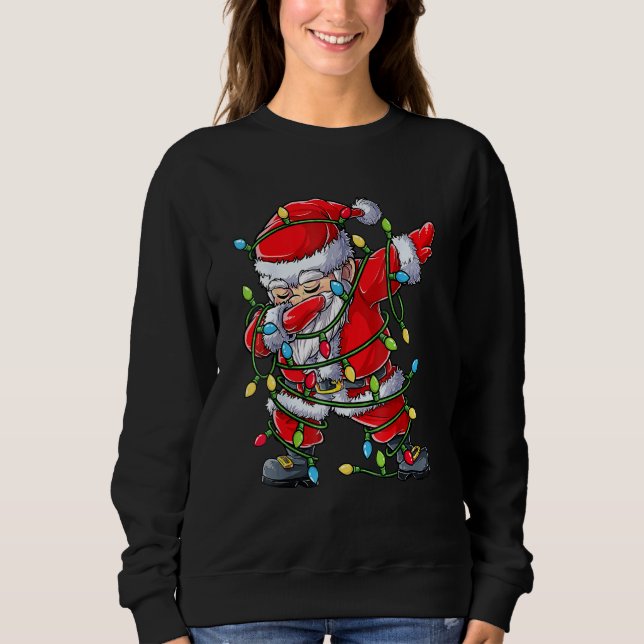 Dabbing Santa Christmas Tree Lights Xmas  Boys Kid Sweatshirt (Vorderseite)