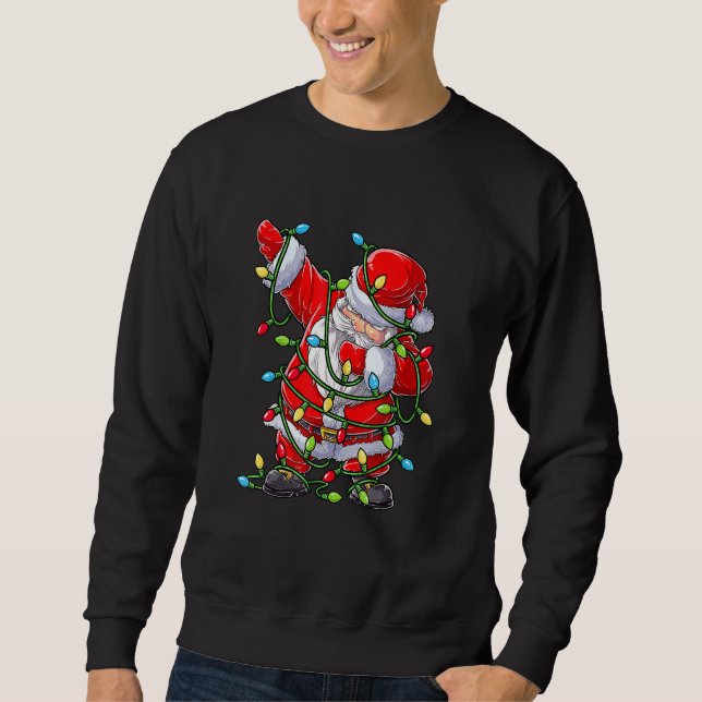 Dabbing Santa Claus Christmas Tree Lights Boys Kid Sweatshirt (Vorderseite)