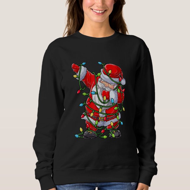 Dabbing Santa Claus Christmas Tree Lights Boys Kid Sweatshirt (Vorderseite)