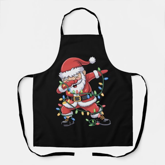 Dabbing Santa Claus Funny Christmas Lights Schürze (Vorderseite)