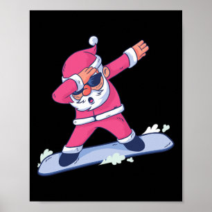 Dabbing Santa Claus Snowboarden Geschenk für Junge Poster